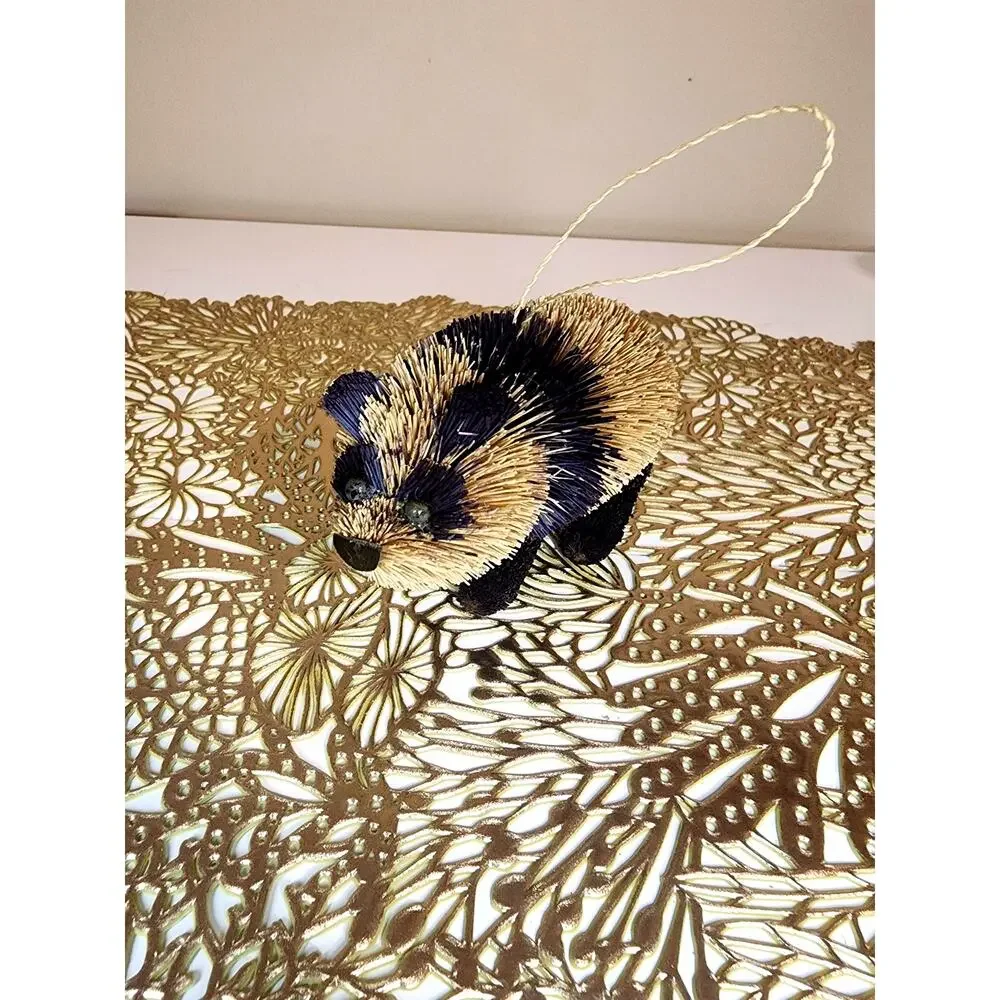 Bristle Brush Raccoon Ornament Buri Sisal Fiber Woodland Animal Figure Decor